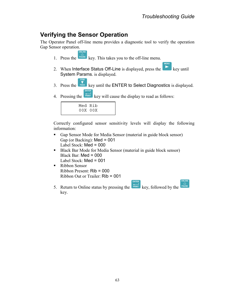 Verifying the sensor operation, Troubleshooting guide | AMT Datasouth Codewriter 4500 Series User Manual | Page 73 / 94