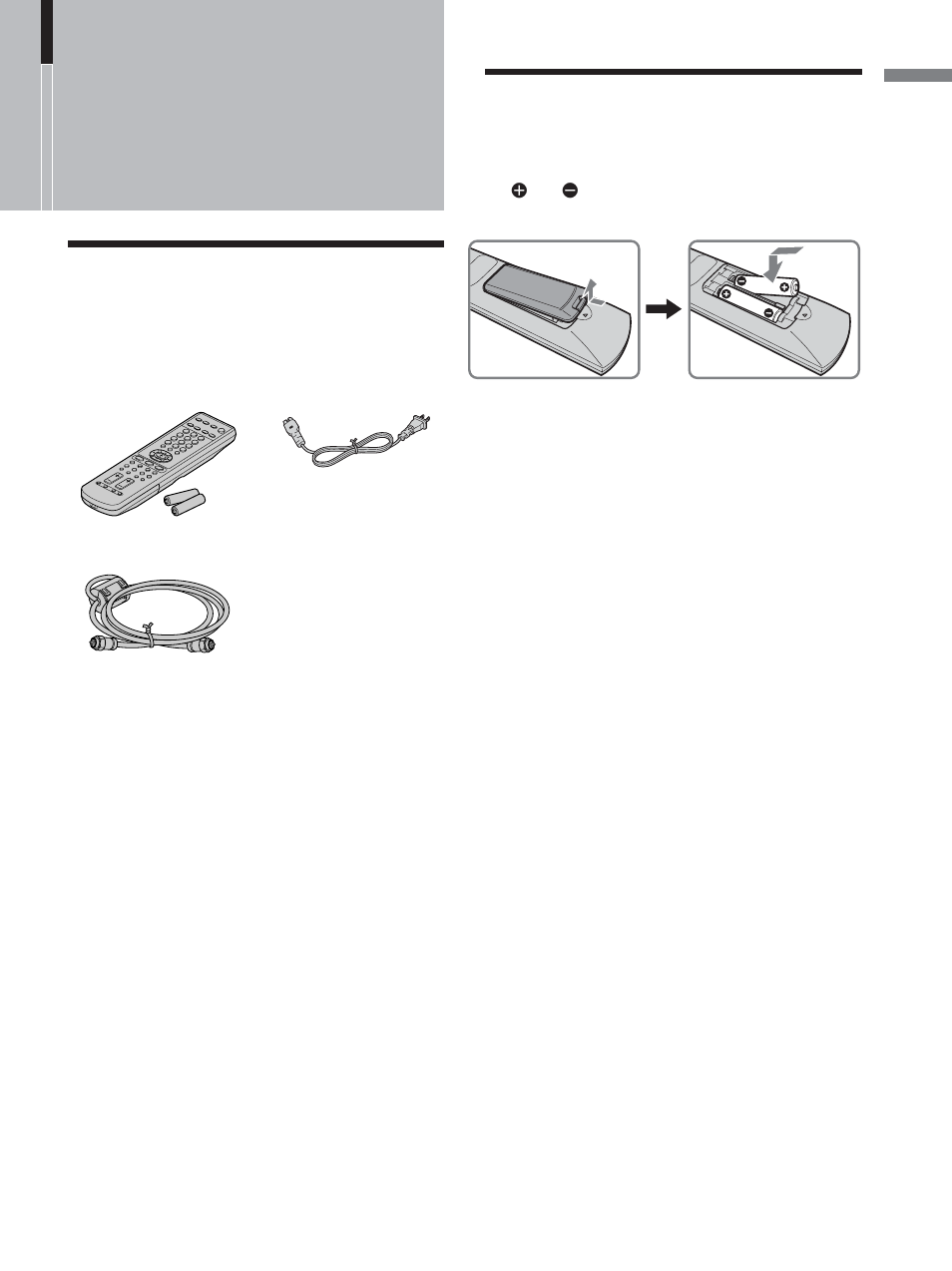 Installing the tv, Unpacking, Overview of the remote control | Unpacking overview of the remote control | Sony KLV-23M1 User Manual | Page 13 / 80