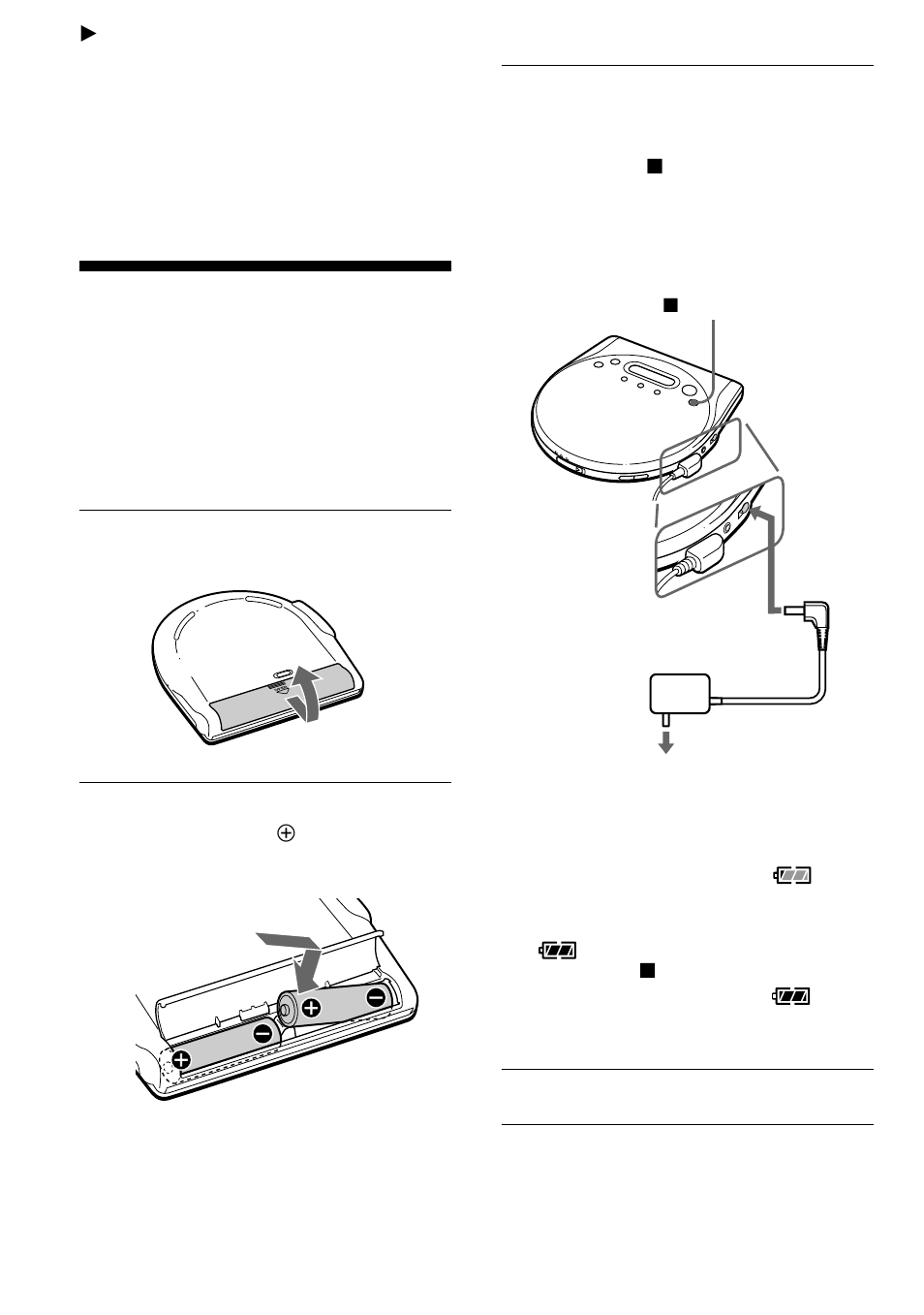 Connecting a power source, Using the rechargeable batteries | Sony D-EJ815 User Manual | Page 18 / 28