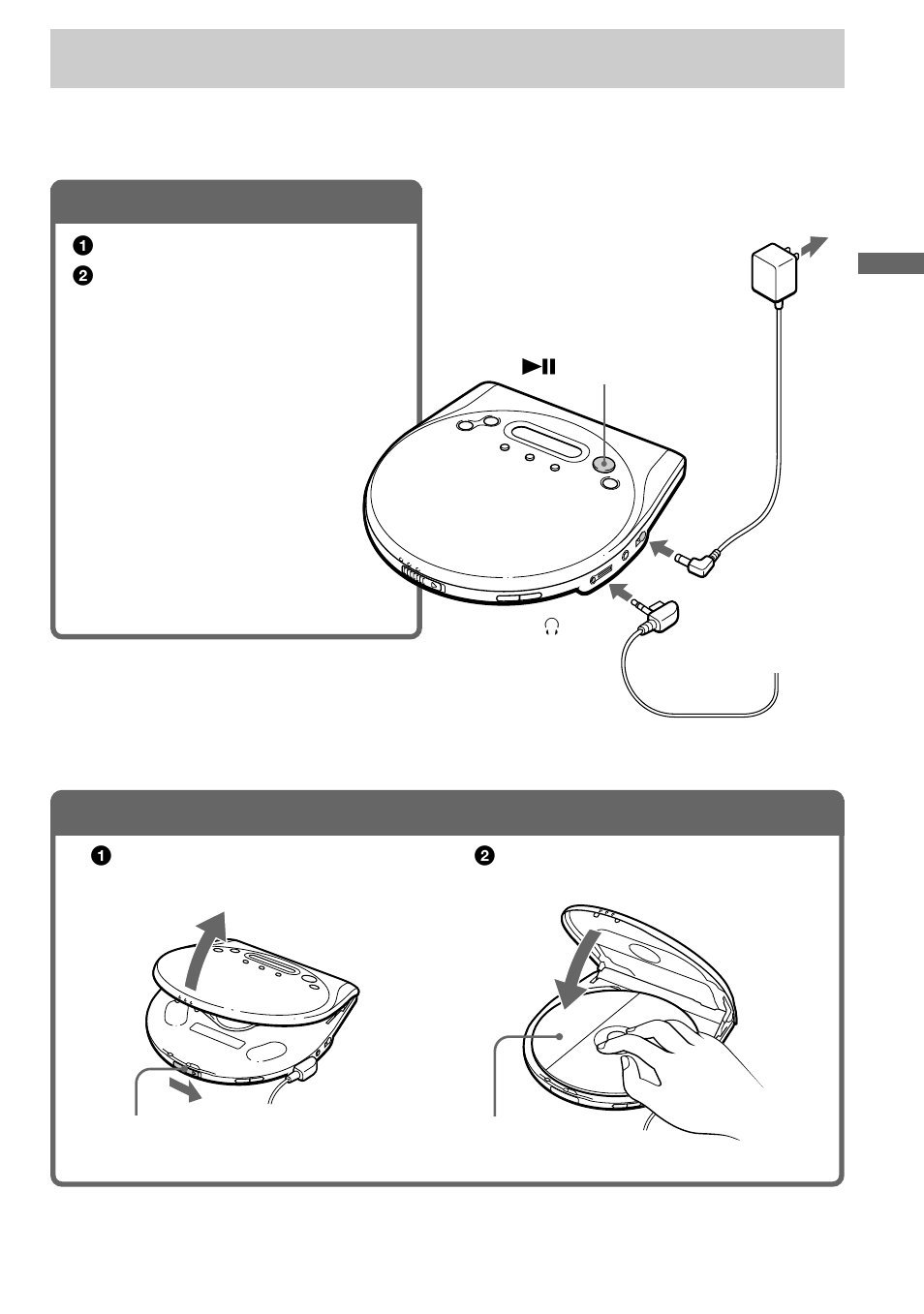 Playing a cd, Connect your cd player, Insert a cd | 1 . connect your cd player, 2 . insert a cd | Sony D-EJ815 User Manual | Page 7 / 28