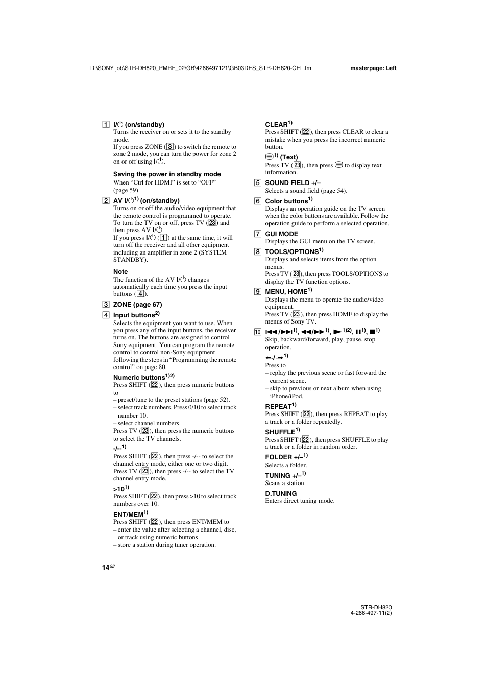 Sony STR-DH820 User Manual | Page 14 / 100