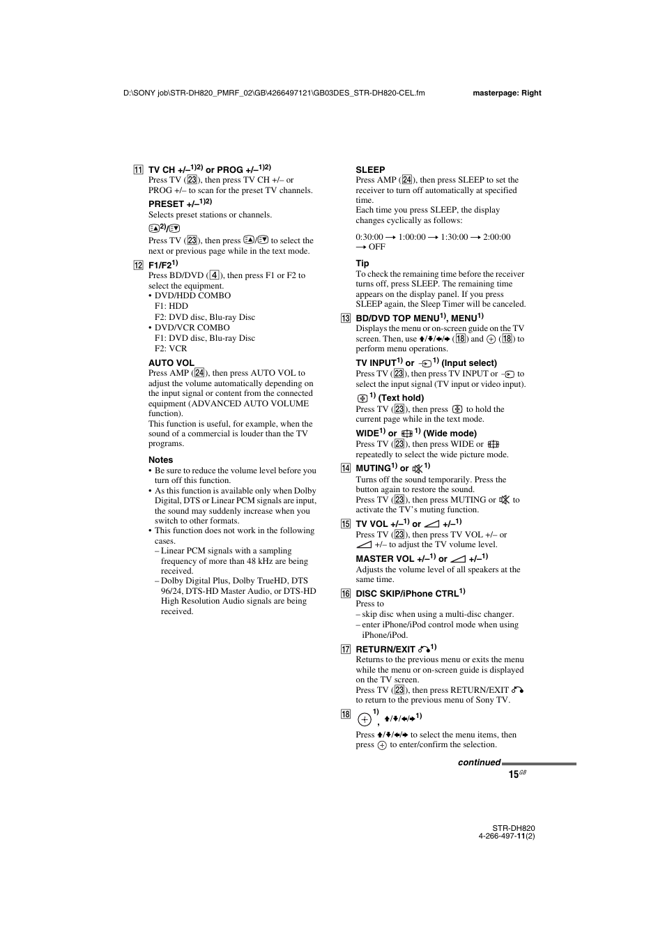 Sony STR-DH820 User Manual | Page 15 / 100