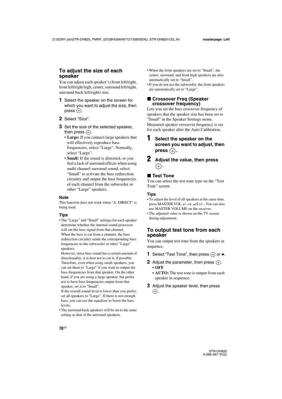 Sony STR-DH820 User Manual | Page 70 / 100