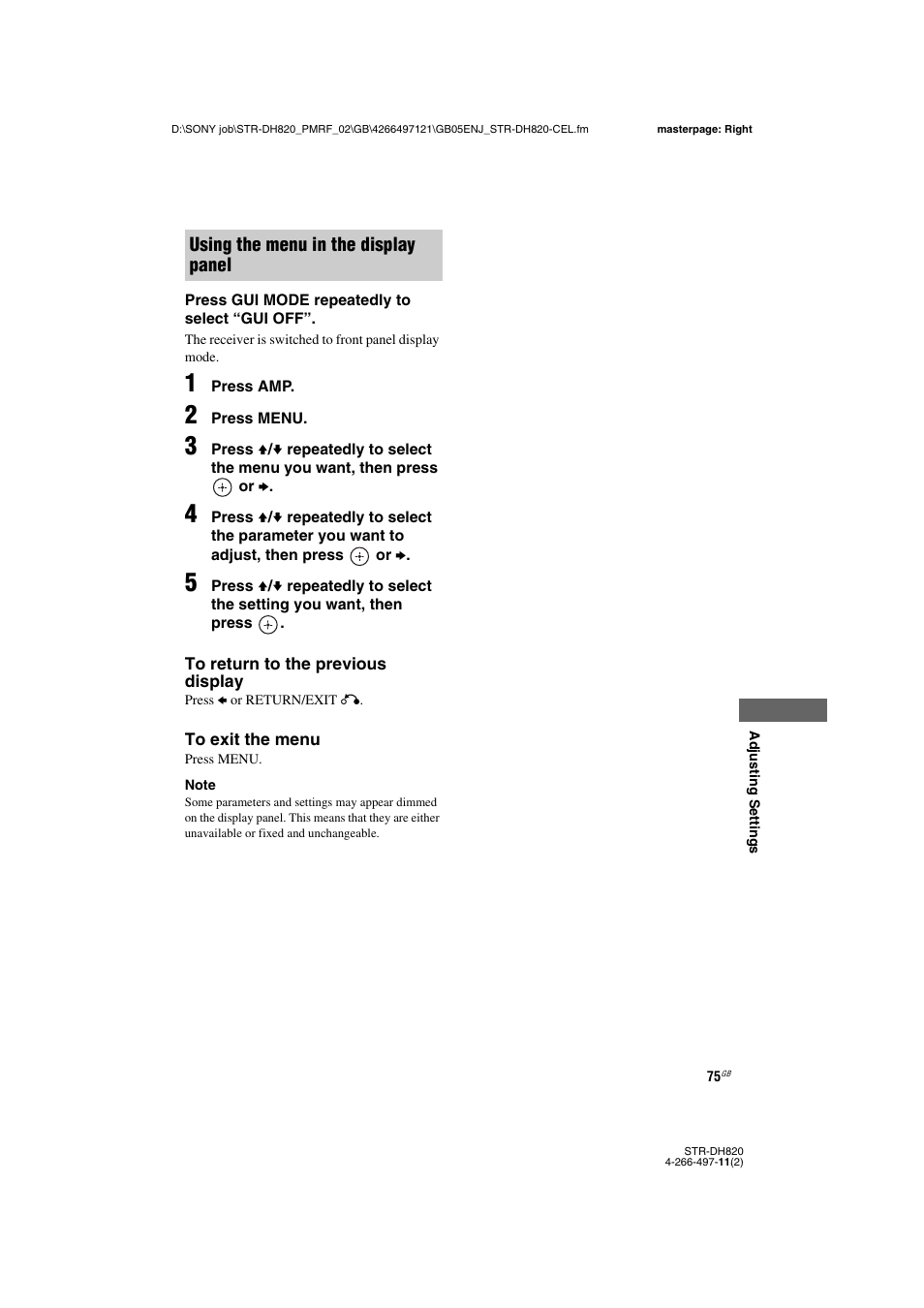 Sony STR-DH820 User Manual | Page 75 / 100