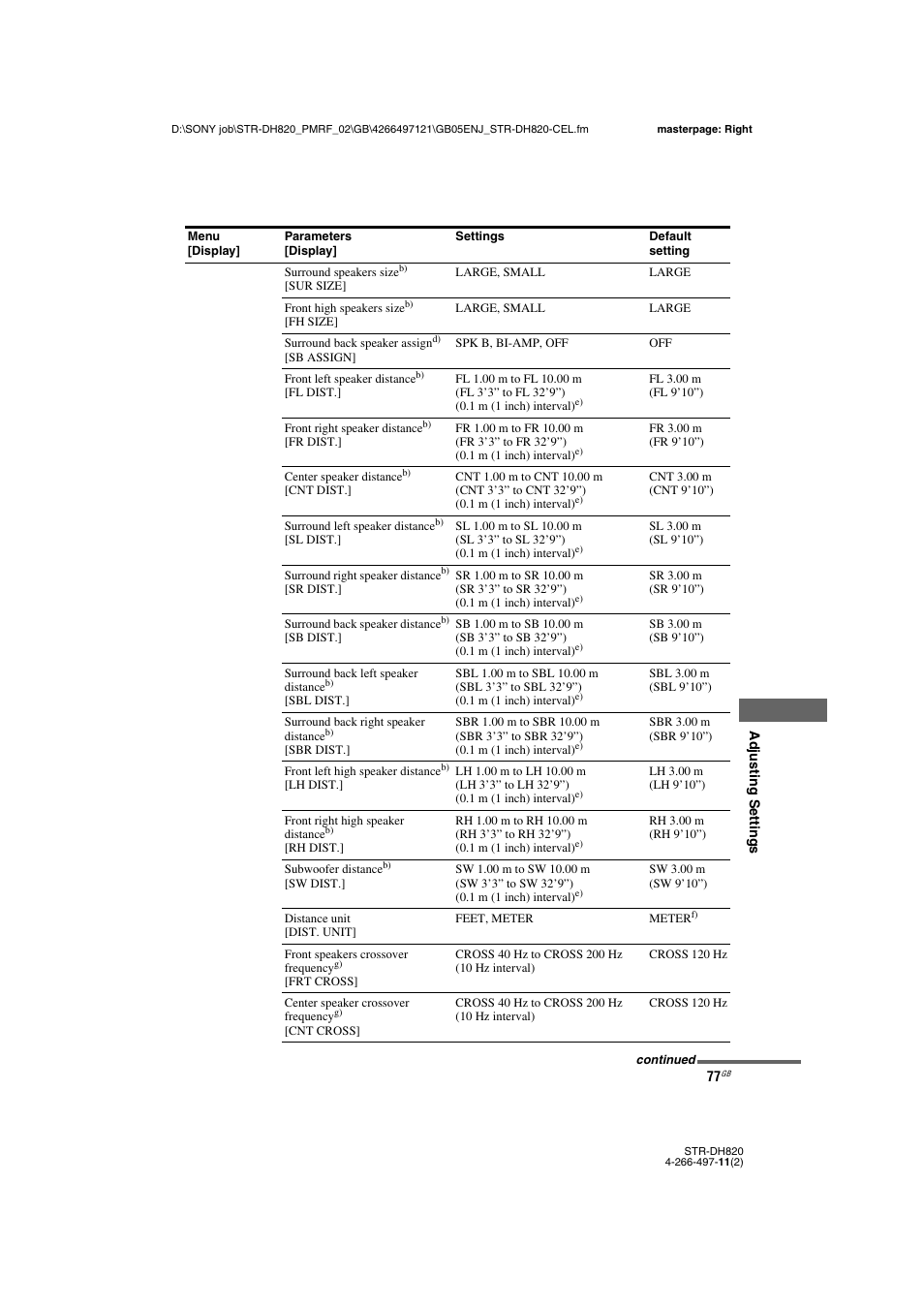 Sony STR-DH820 User Manual | Page 77 / 100