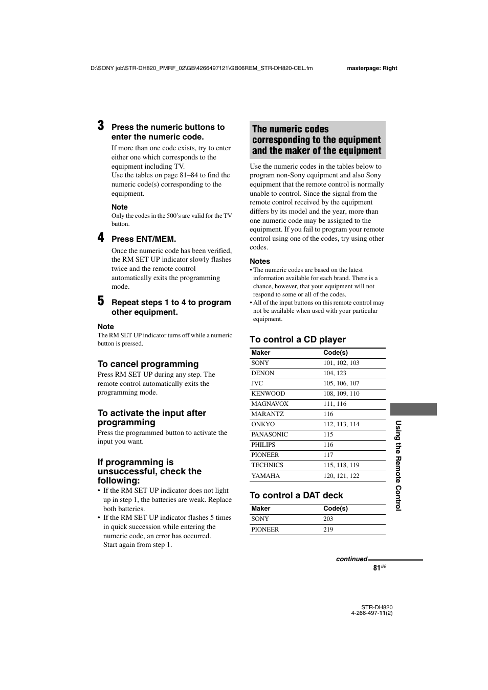 Sony STR-DH820 User Manual | Page 81 / 100