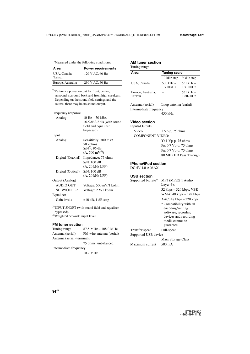 Sony STR-DH820 User Manual | Page 94 / 100