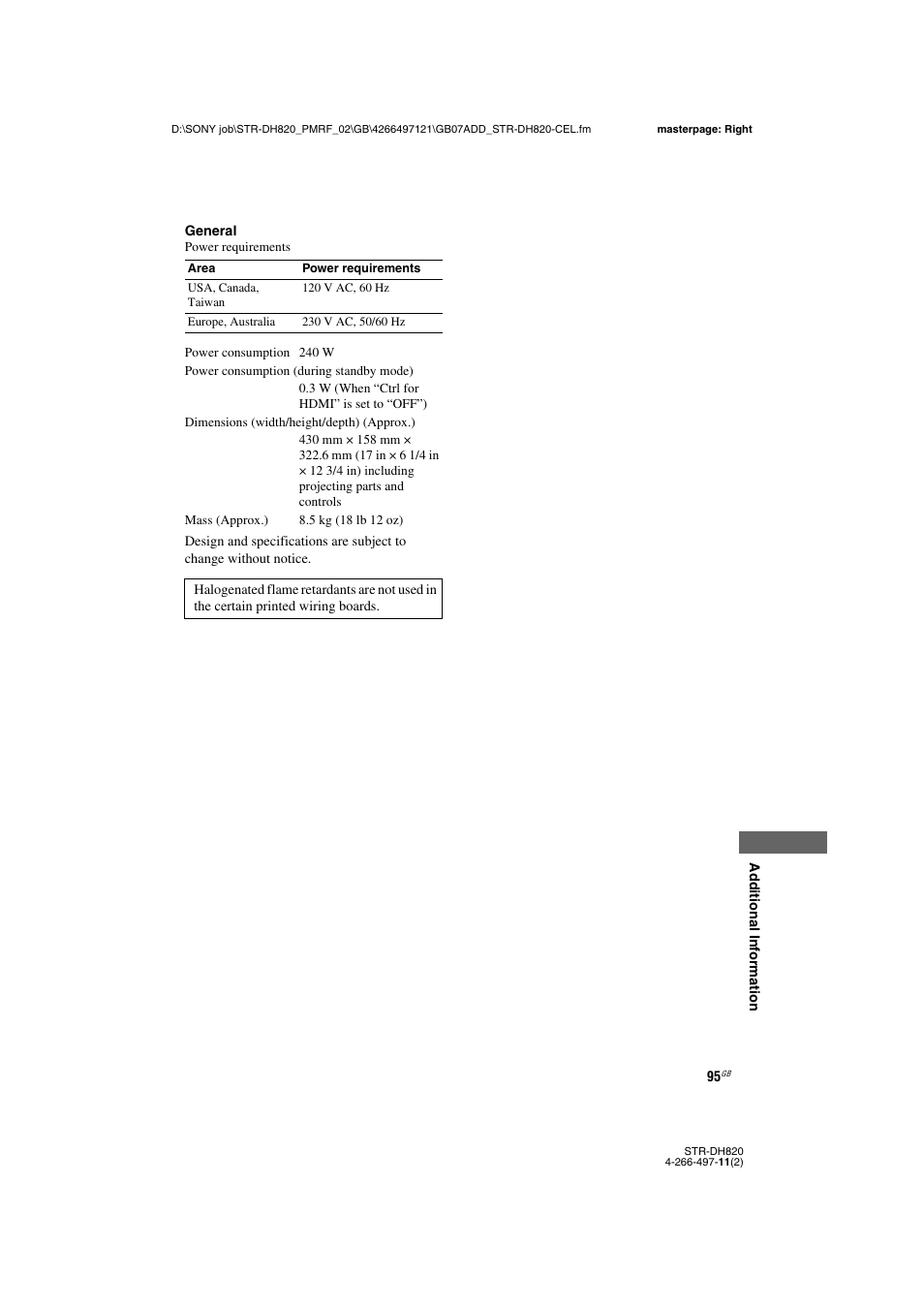 Sony STR-DH820 User Manual | Page 95 / 100