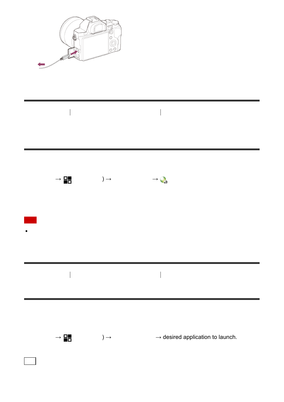 Launching the downloaded application [244, Launching the downloaded application | Sony ILCE-7S User Manual | Page 199 / 248