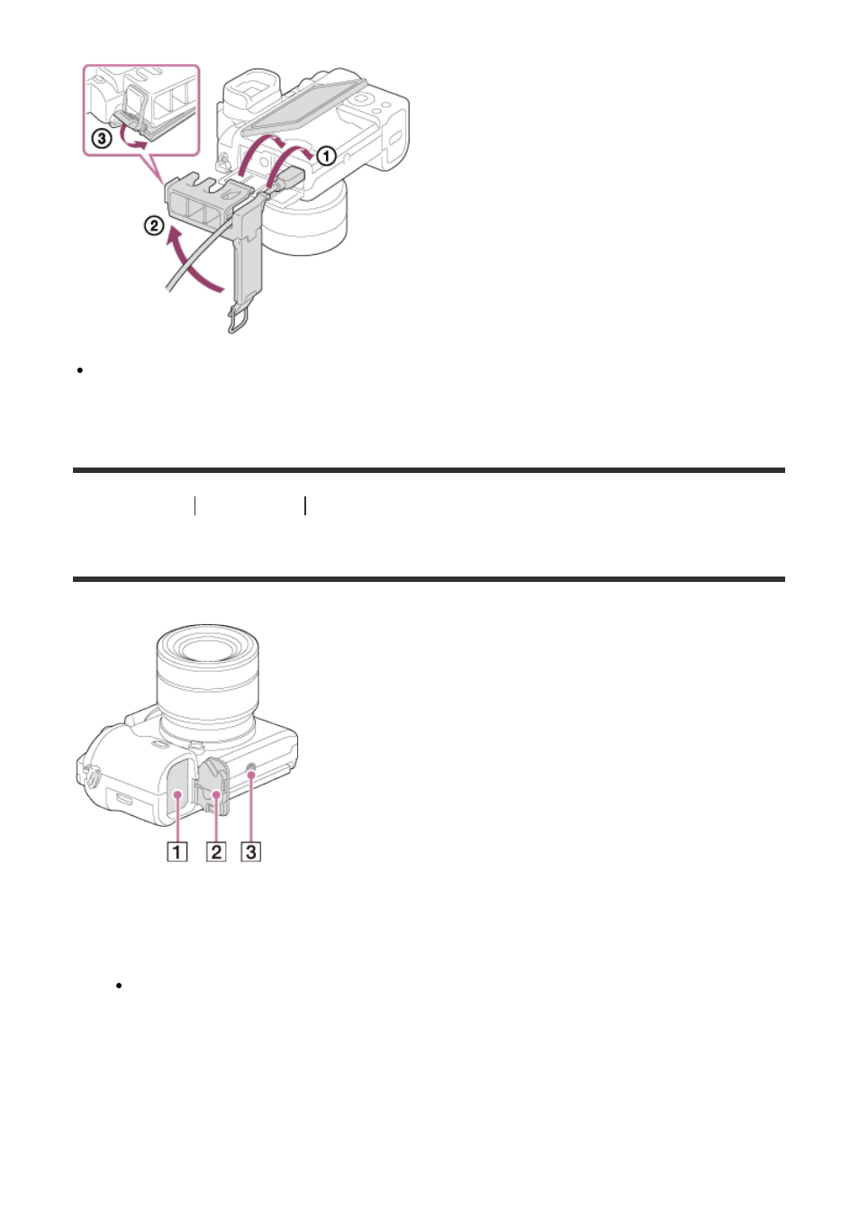 Identifying parts (bottom view) [5, Identifying parts (bottom view) | Sony ILCE-7S User Manual | Page 23 / 248