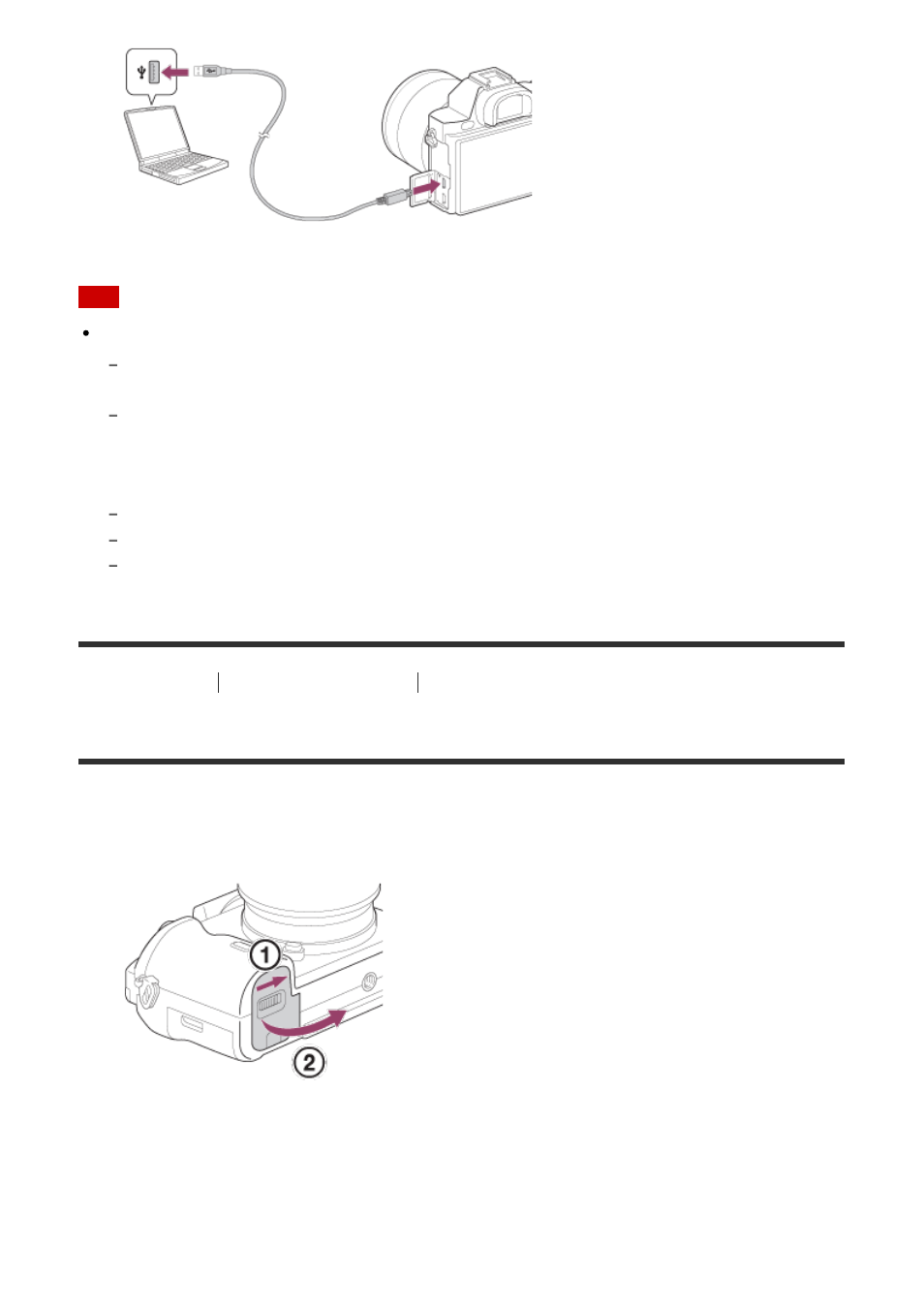 Inserting the battery pack into the camera [14, Inserting the battery pack into the camera | Sony ILCE-7S User Manual | Page 35 / 248