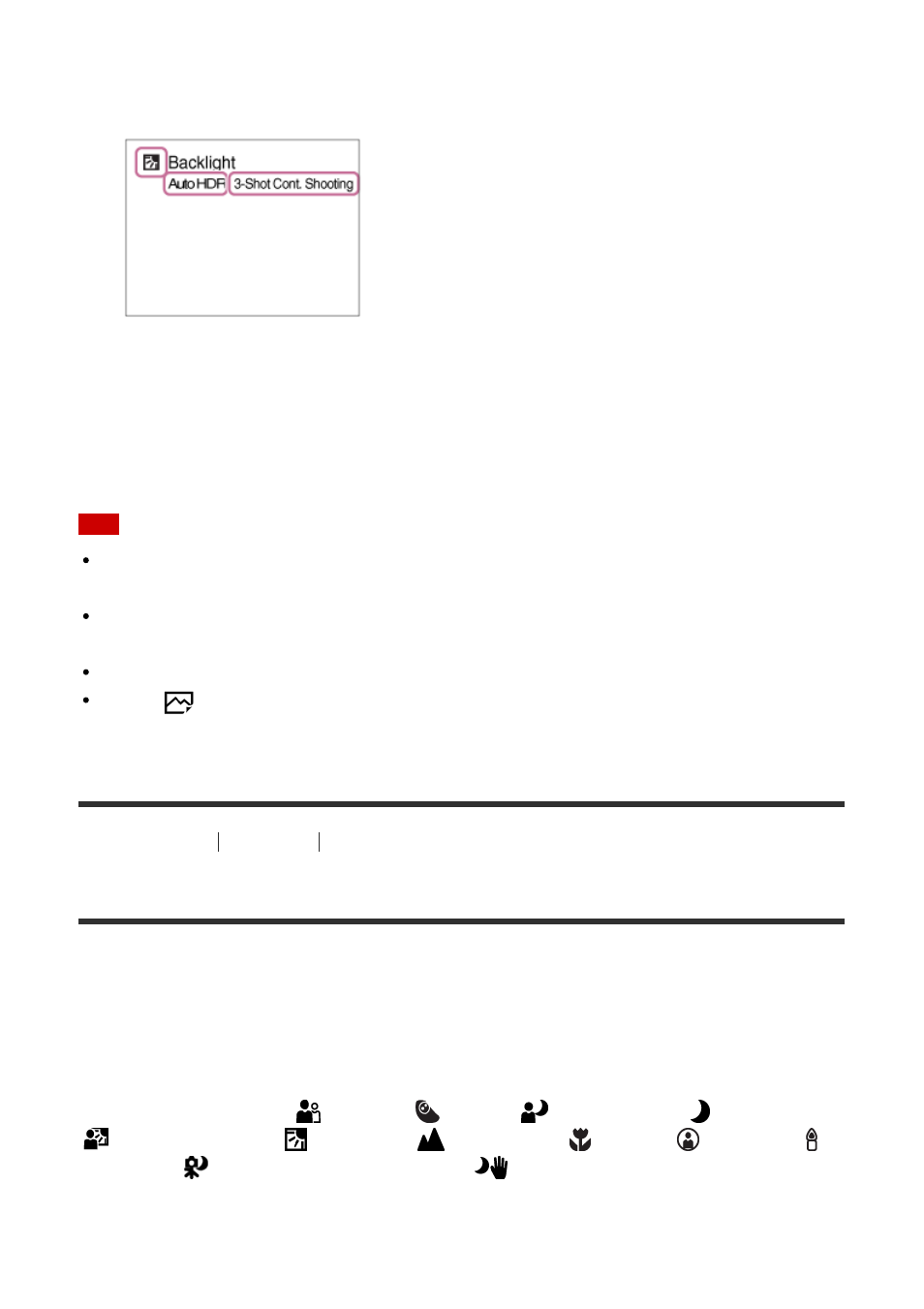 About scene recognition [34, About scene recognition, Scene recognition | Image processing | Sony ILCE-7S User Manual | Page 54 / 248