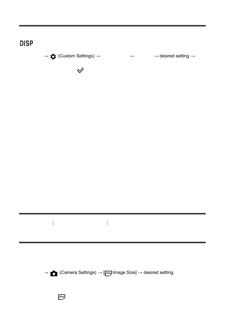 Image size (still image) [57, Disp button (monitor), Image size (still image) | Sony ILCE-7S User Manual | Page 75 / 248