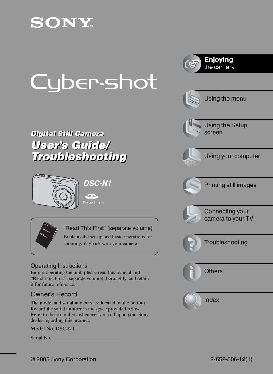 Sony DSC-N1 User Manual | 132 pages