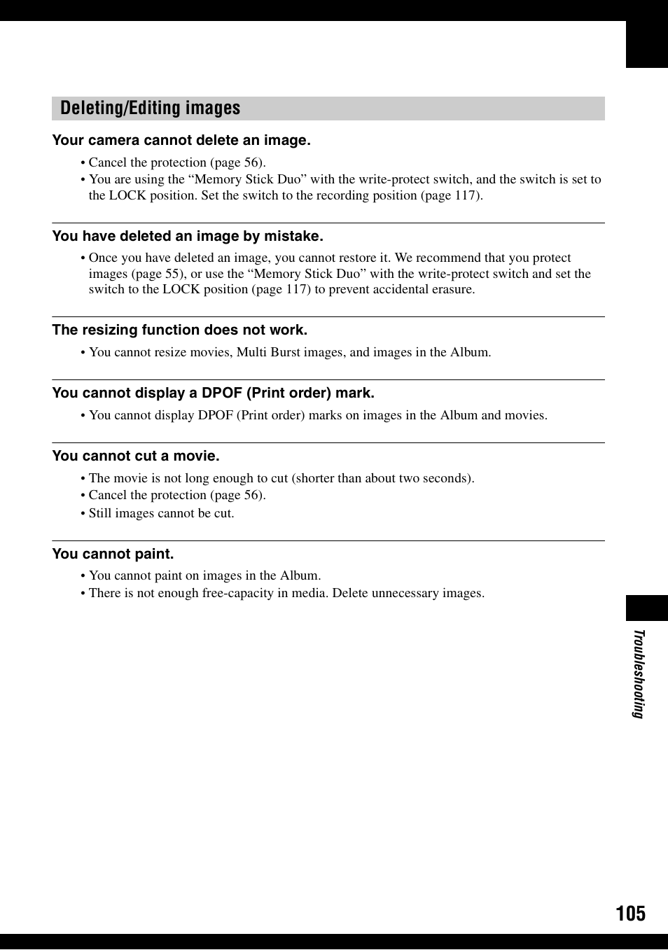 Deleting/editing images | Sony DSC-N1 User Manual | Page 105 / 132