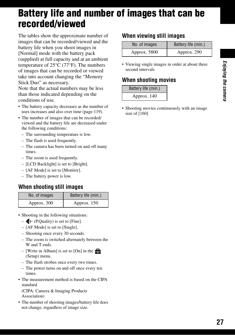 When shooting still images, When viewing still images, When shooting movies | Sony DSC-N1 User Manual | Page 27 / 132