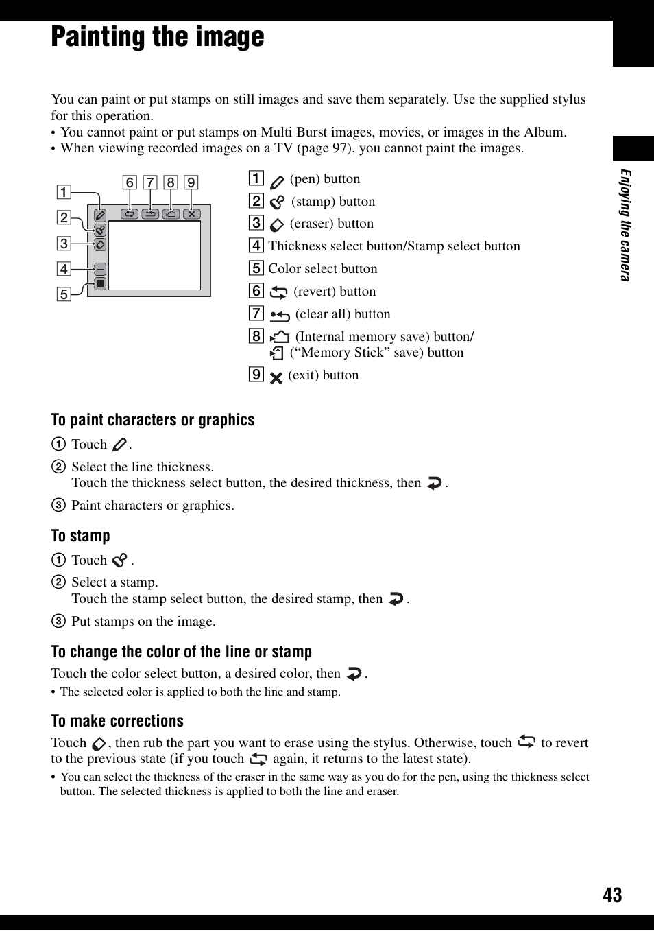 Painting the image | Sony DSC-N1 User Manual | Page 43 / 132