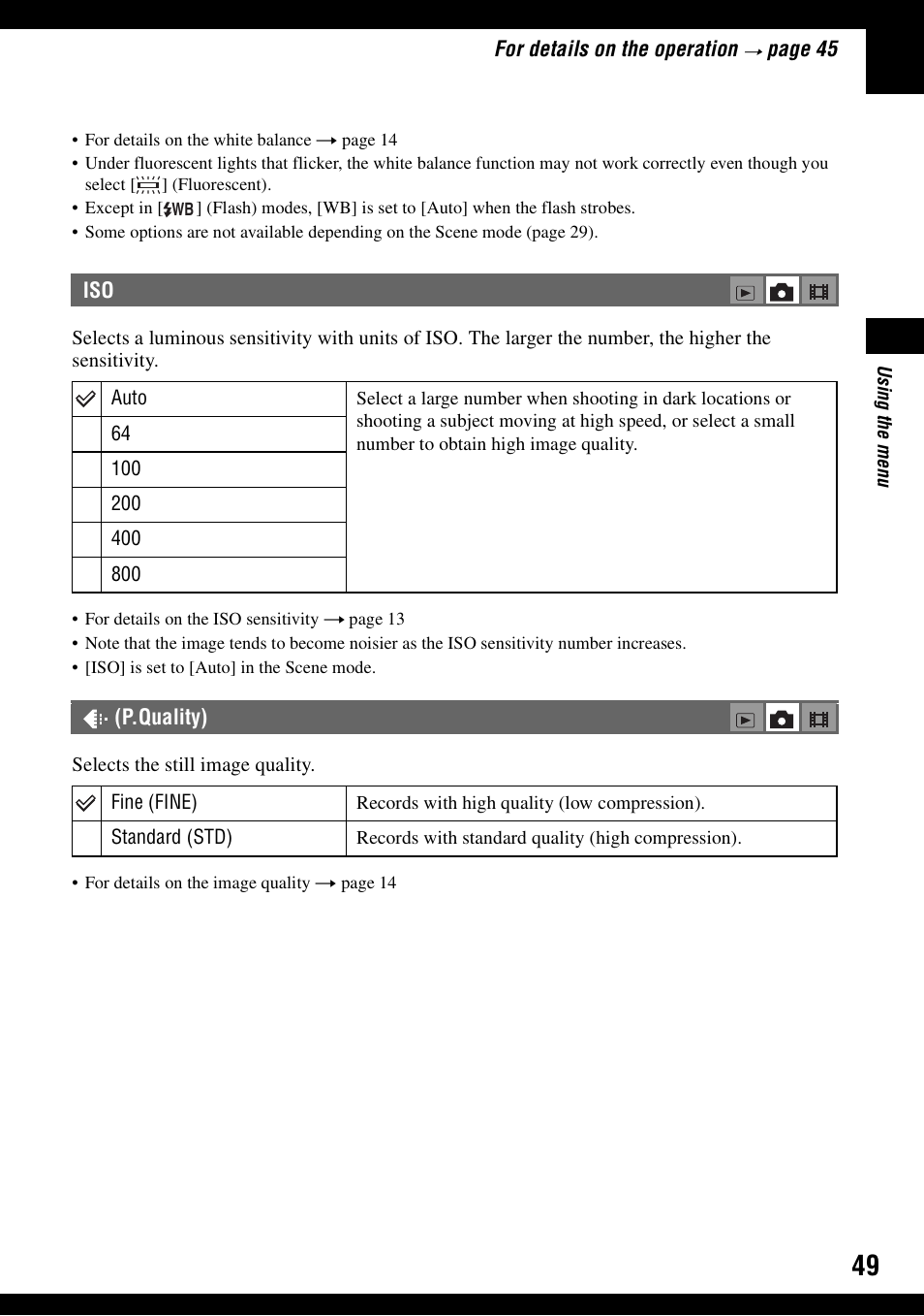 P.quality) | Sony DSC-N1 User Manual | Page 49 / 132