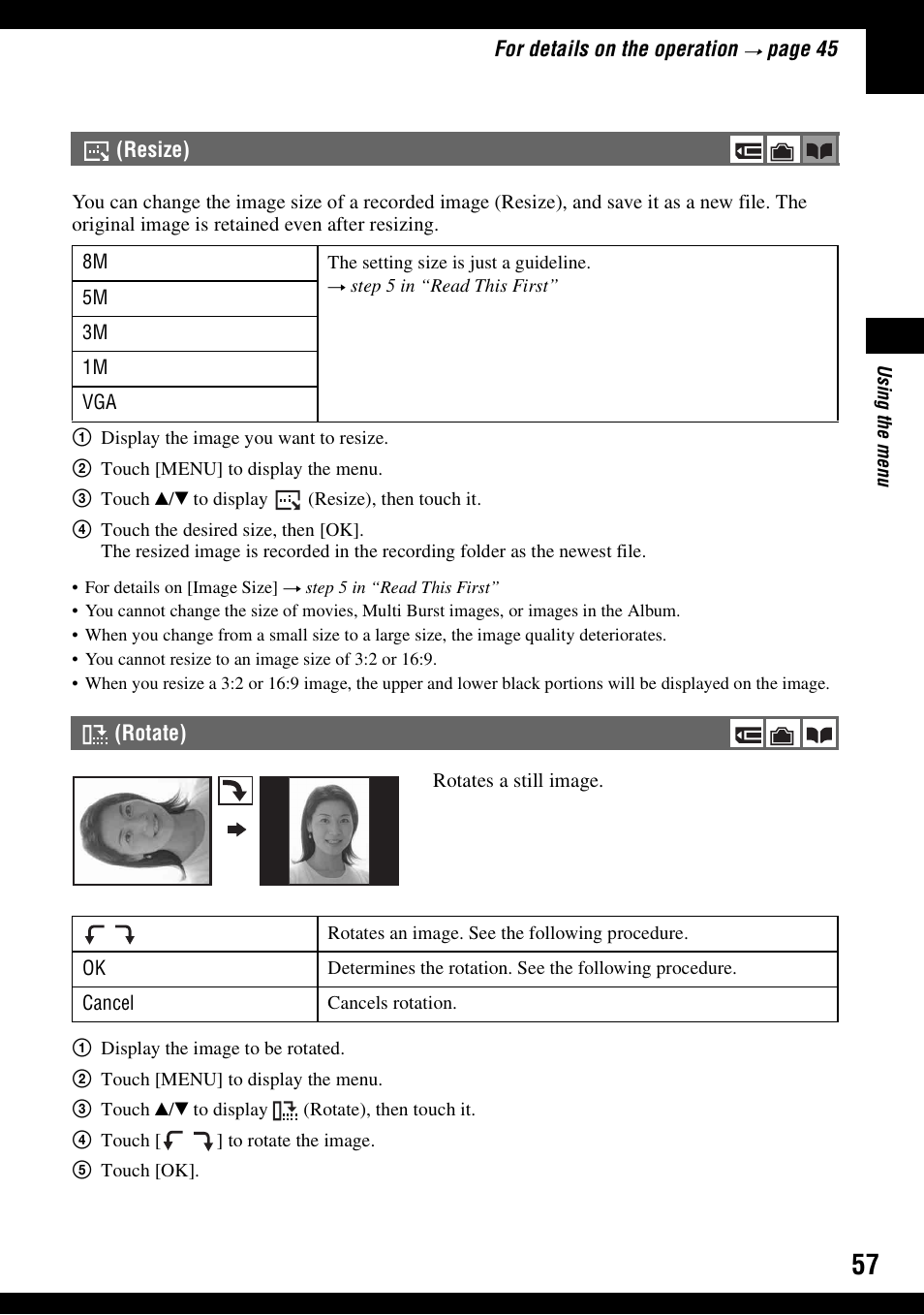 Resize) (rotate) | Sony DSC-N1 User Manual | Page 57 / 132