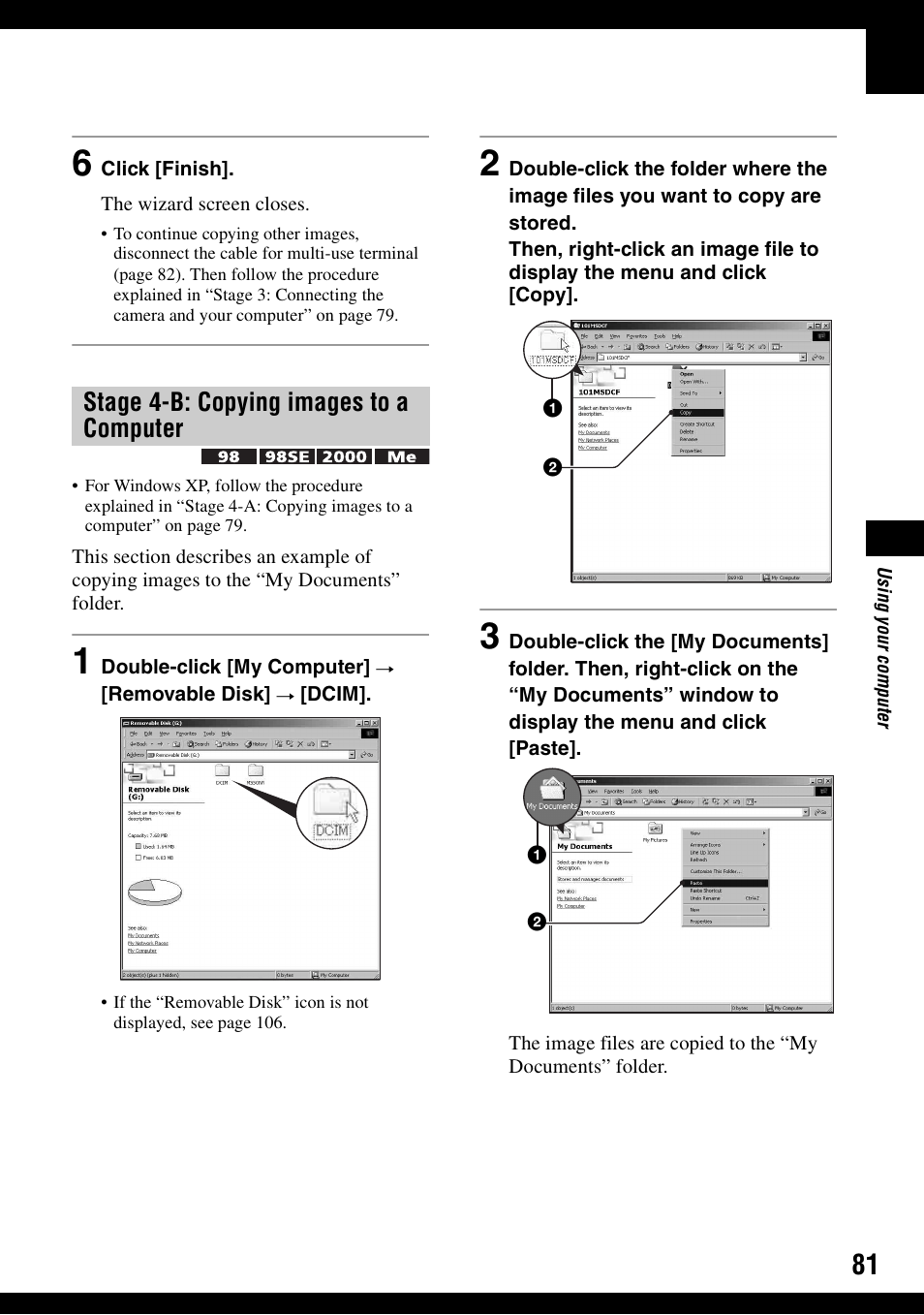 Stage 4-b: copying images to a computer | Sony DSC-N1 User Manual | Page 81 / 132