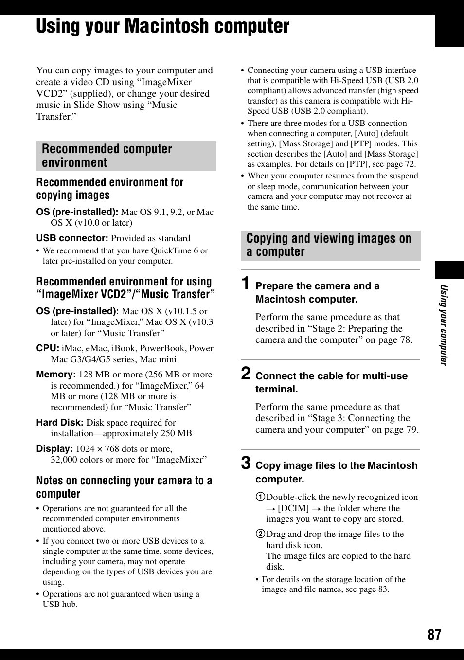 Using your macintosh computer | Sony DSC-N1 User Manual | Page 87 / 132