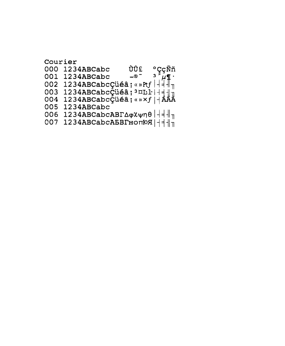 Courier font set | AMT Datasouth 6000 User Manual | Page 79 / 82