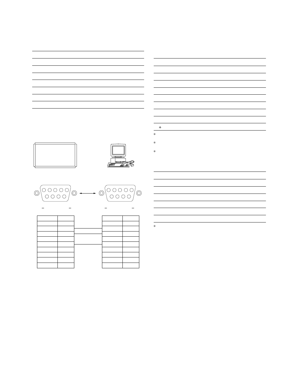 Communication parameter, Pin configuration, Communication data format | Sony FWD-42PX2 User Manual | Page 5 / 26