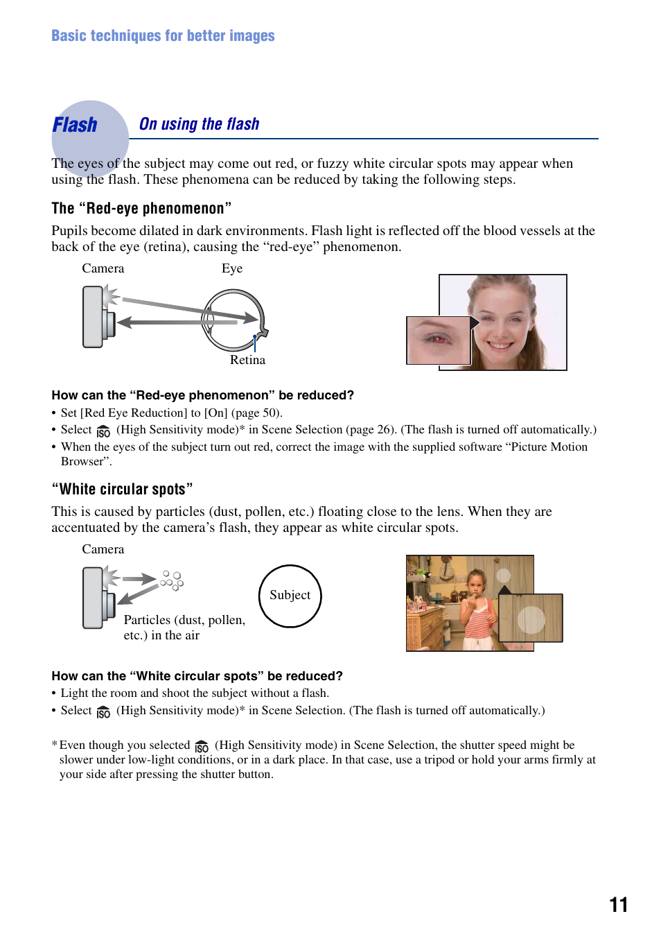Flash, On using the flash | Sony DSC-S730 User Manual | Page 11 / 100