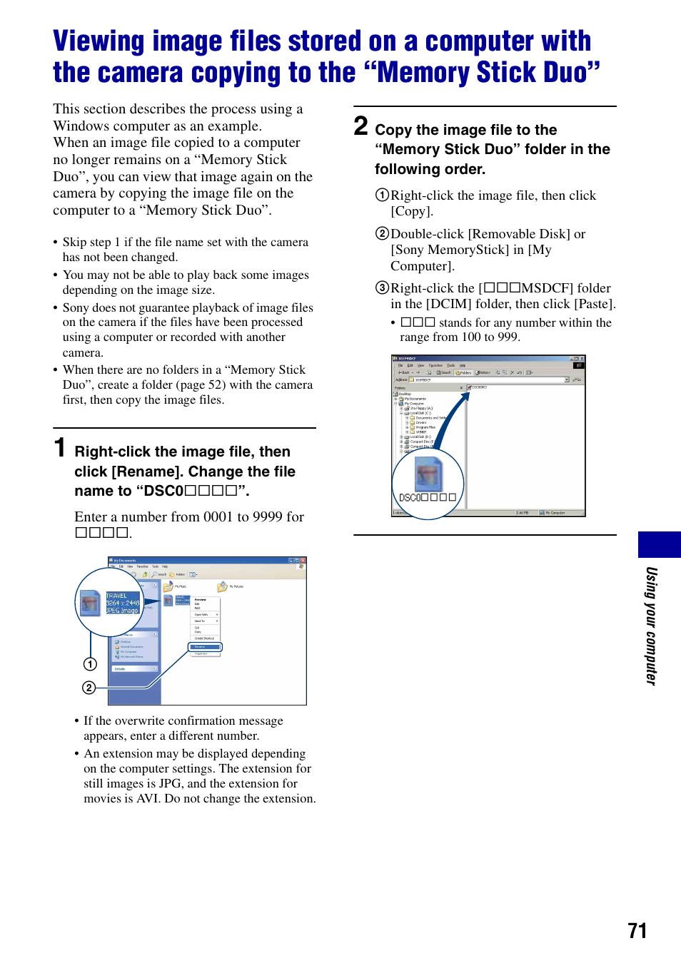 Sony DSC-S730 User Manual | Page 71 / 100
