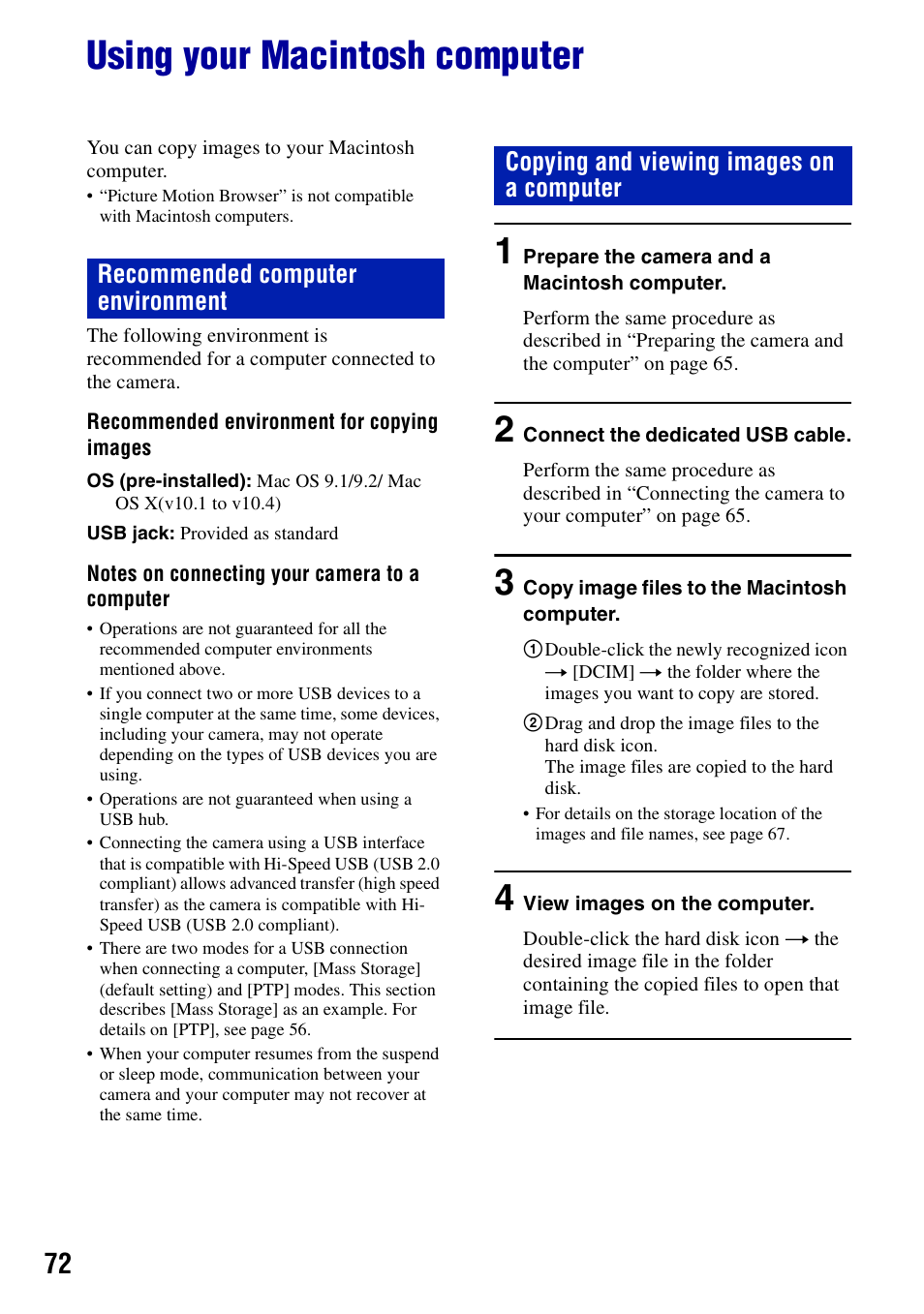 Using your macintosh computer | Sony DSC-S730 User Manual | Page 72 / 100