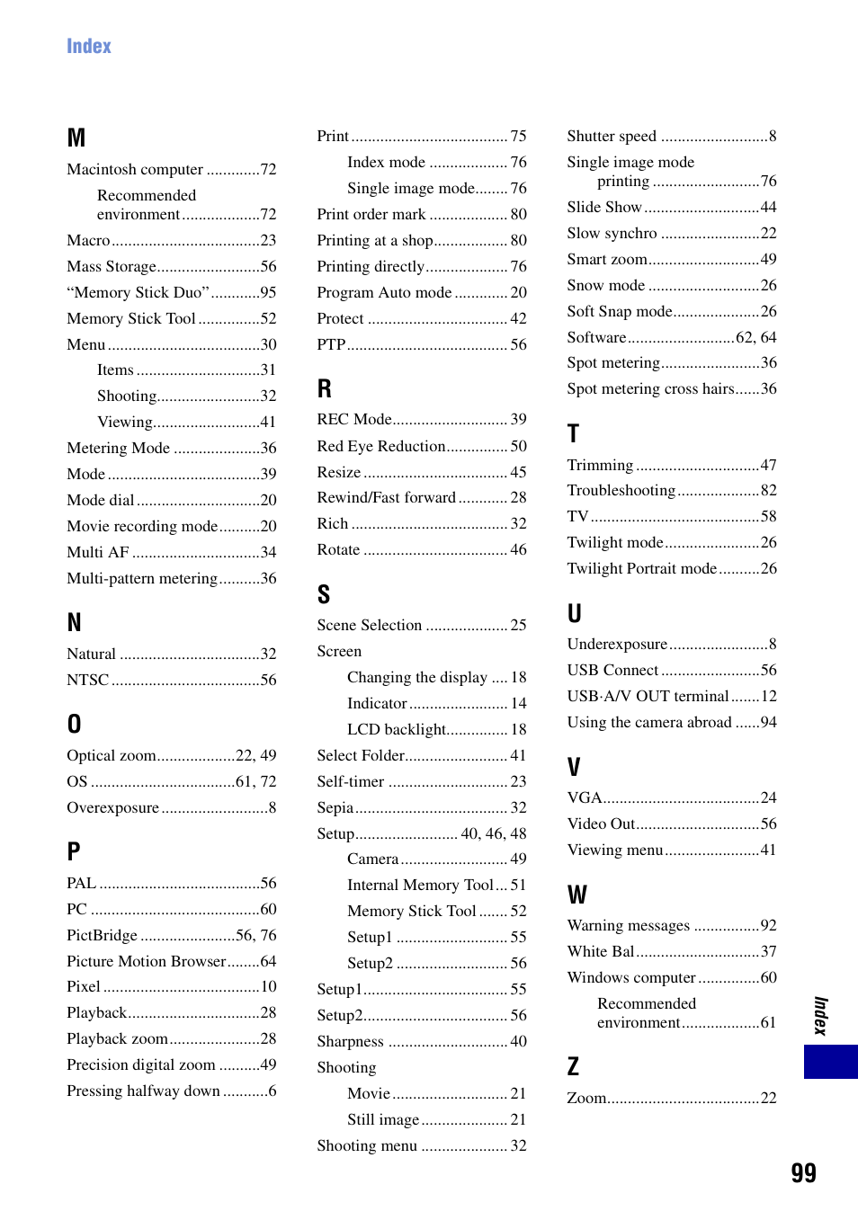 Sony DSC-S730 User Manual | Page 99 / 100