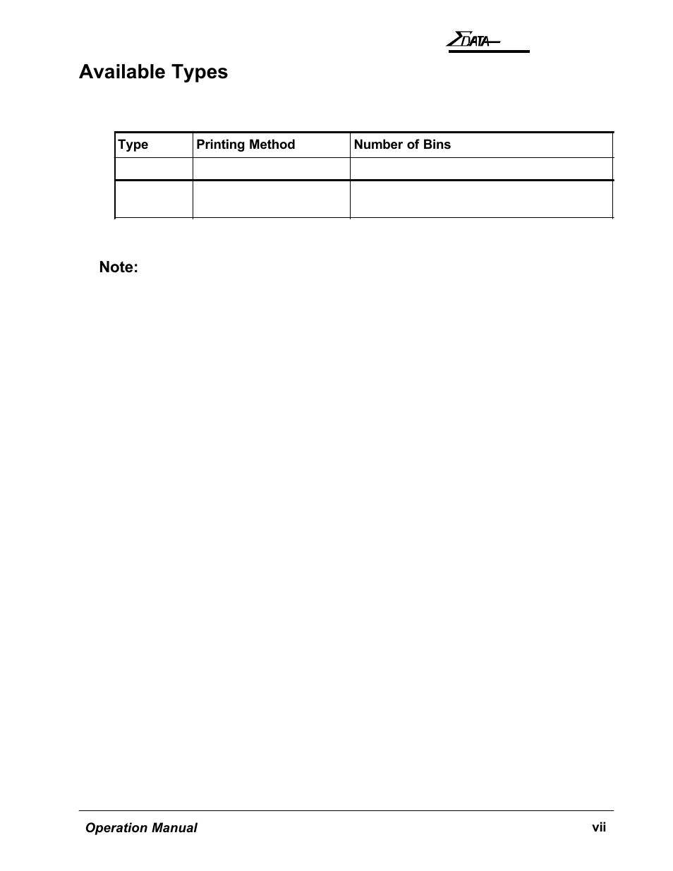 Available types | AMT Datasouth 7200 User Manual | Page 10 / 72