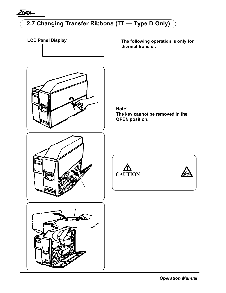 7 changing transfer ribbons (tt — type d only), Caution | AMT Datasouth 7200 User Manual | Page 37 / 72