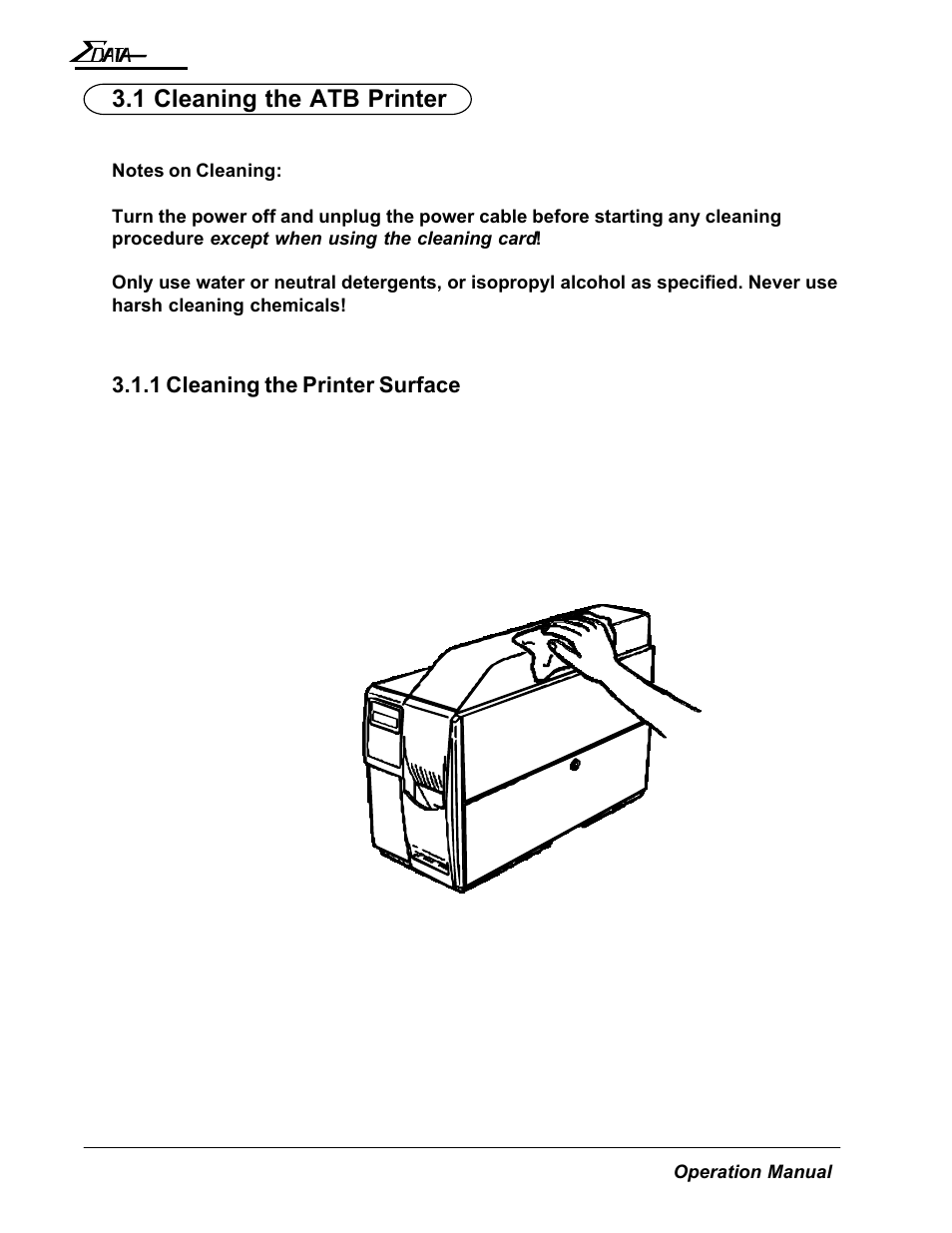 1 cleaning the atb printer | AMT Datasouth 7200 User Manual | Page 41 / 72
