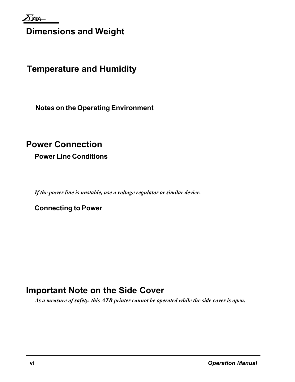 Temperature and humidity, Power connection, Dimensions and weight | AMT Datasouth 7200 User Manual | Page 9 / 72
