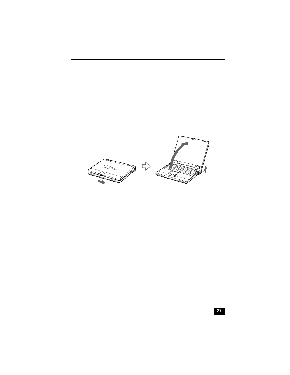 Connecting a power source, Using the ac adapter, 1 slide the lcd lock lever to your right | 2 open the computer, Opening your computer | Sony PCG-XG700K User Manual | Page 27 / 154
