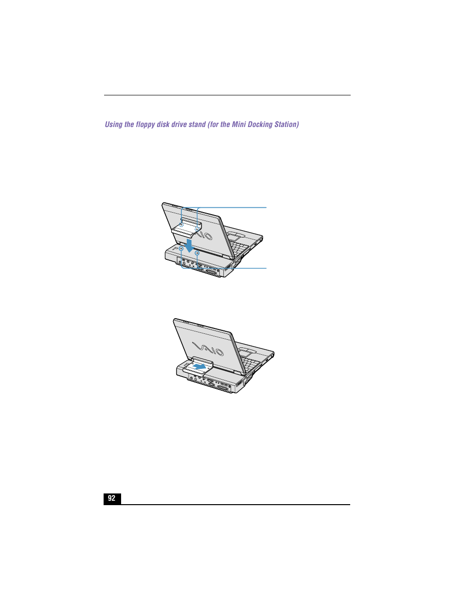 Attaching the floppy disk stand | Sony PCG-XG700K User Manual | Page 92 / 154