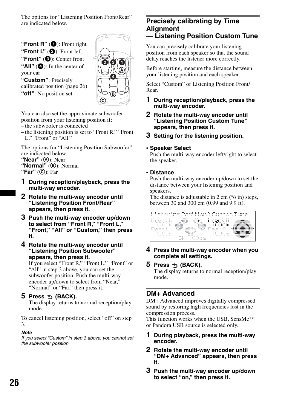 Dm+ advanced | Sony DSX-S210X User Manual | Page 26 / 72