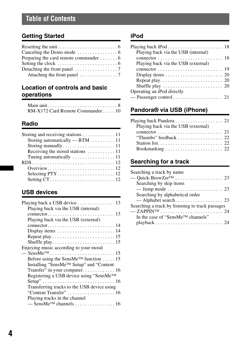 Sony DSX-S210X User Manual | Page 4 / 72