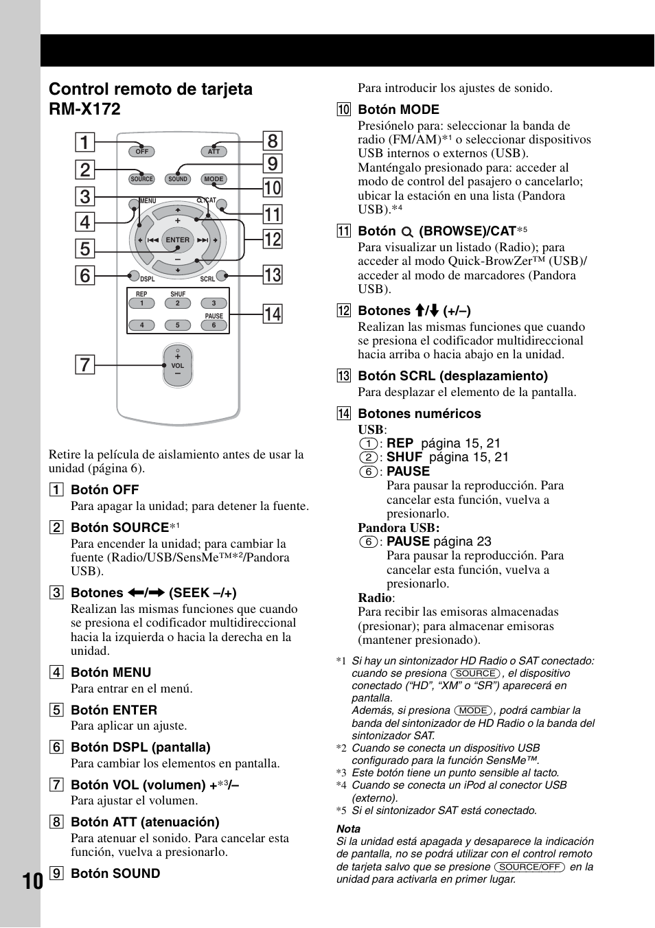 Control remoto de tarjeta rm-x172 | Sony DSX-S210X User Manual | Page 44 / 72