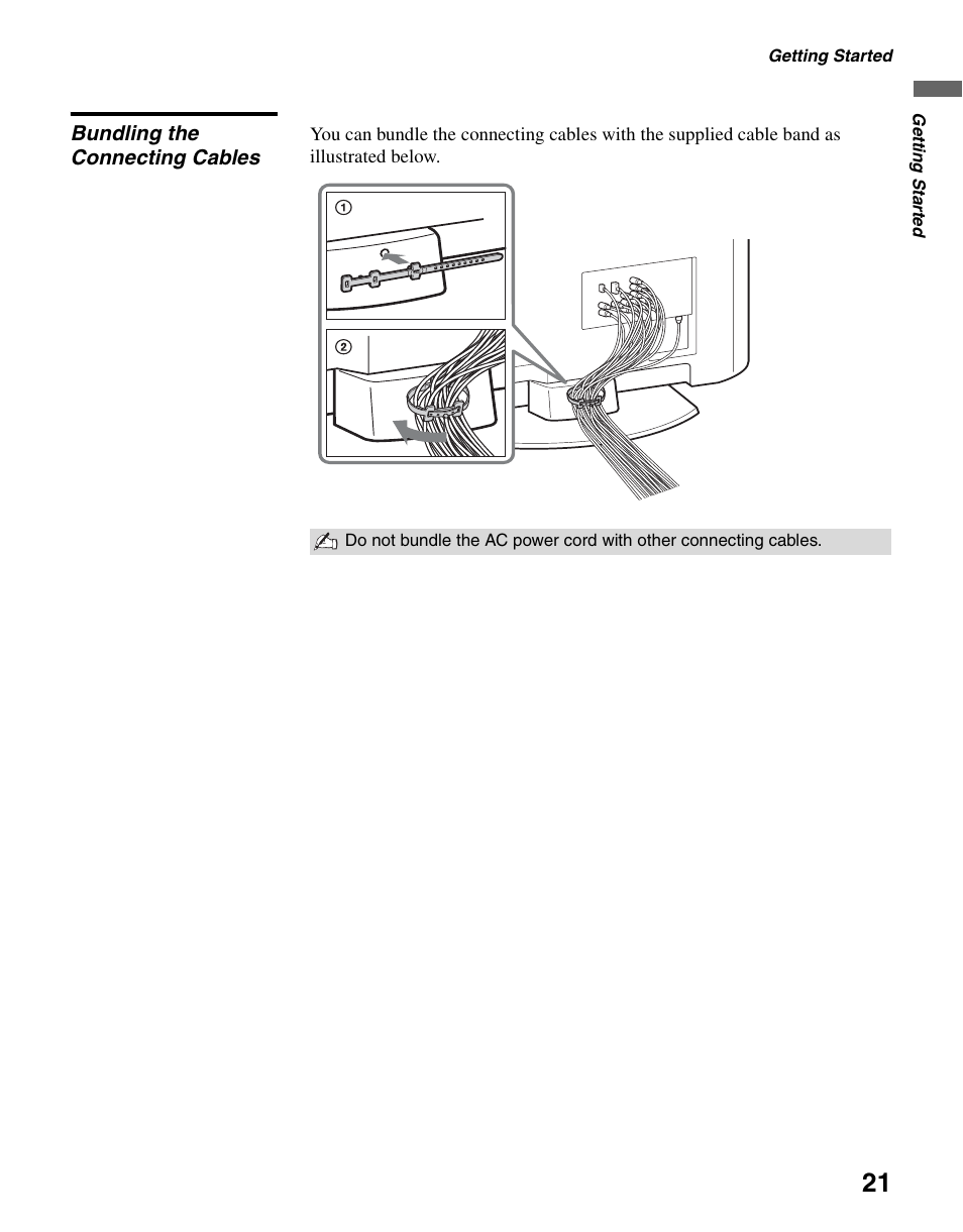 Bundling the connecting cables | Sony KDL-22L4000 User Manual | Page 21 / 44