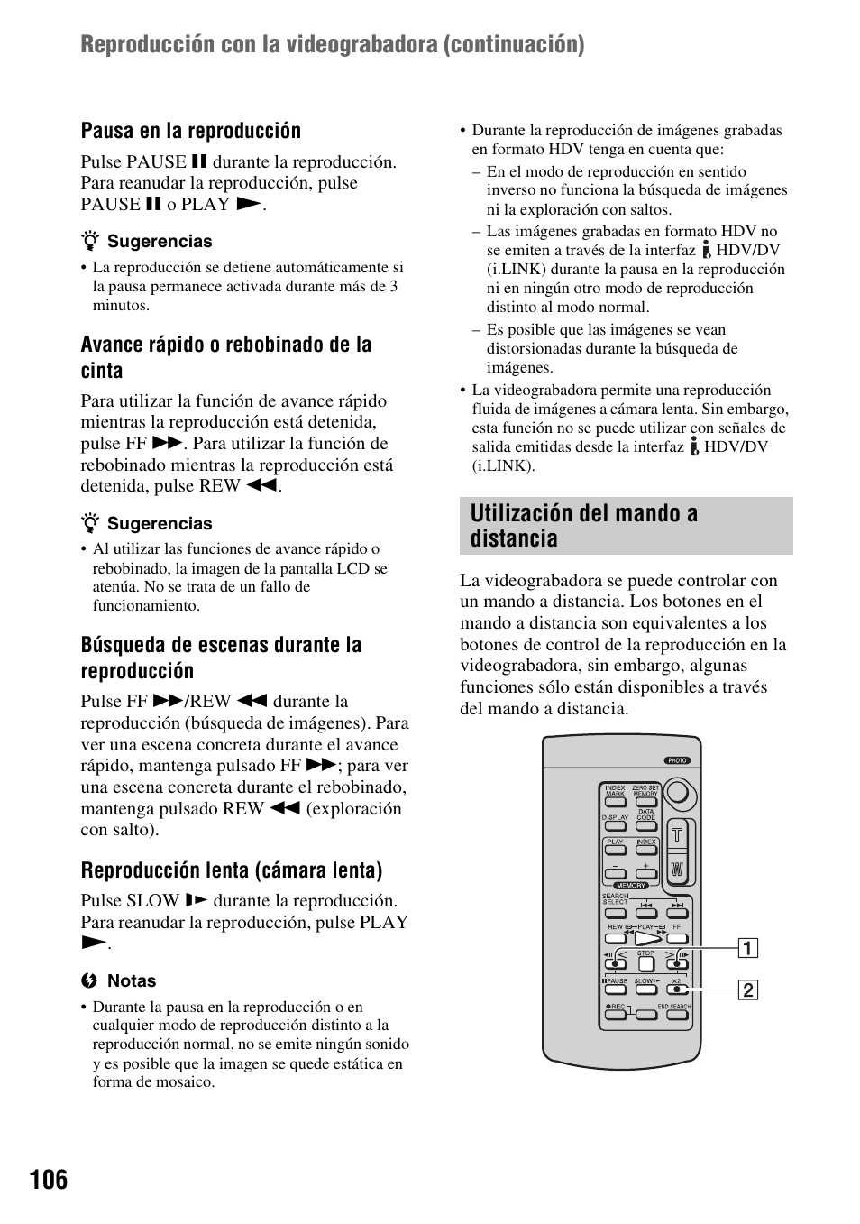 Sony GV-HD700 User Manual | Page 106 / 108