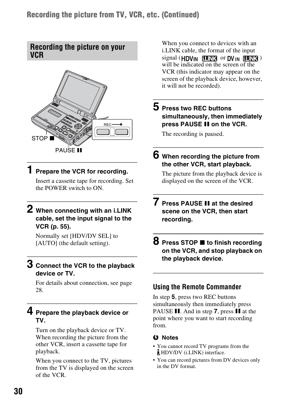 Sony GV-HD700 User Manual | Page 30 / 108