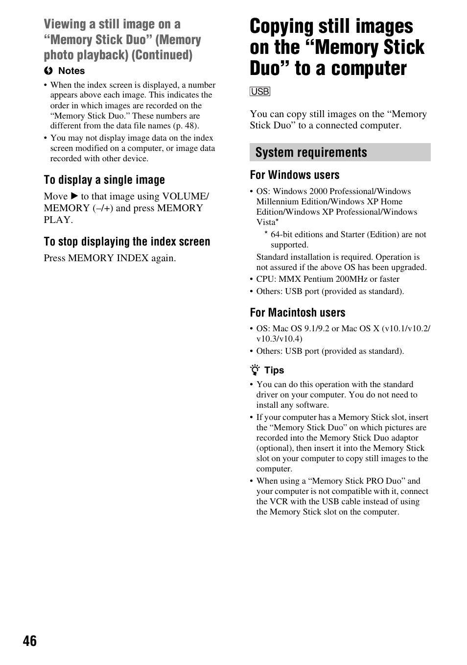 Copying still images on the “memory, Stick duo” to a computer | Sony GV-HD700 User Manual | Page 46 / 108