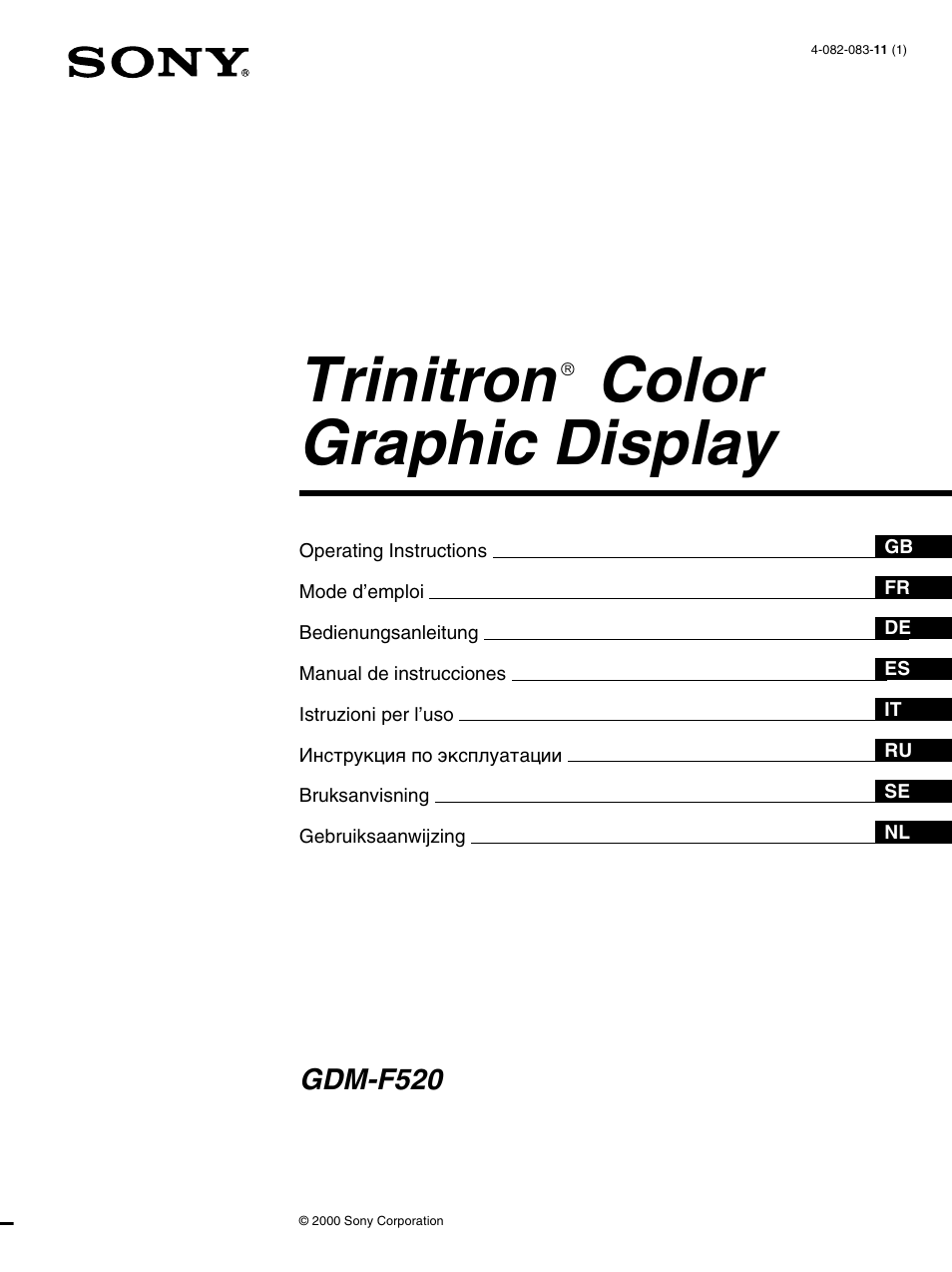 Sony GDM-F520 User Manual | 52 pages