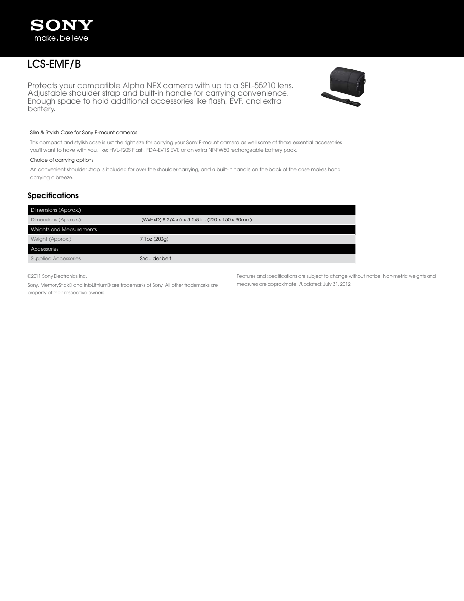 Sony LCS-EMF User Manual | 1 page