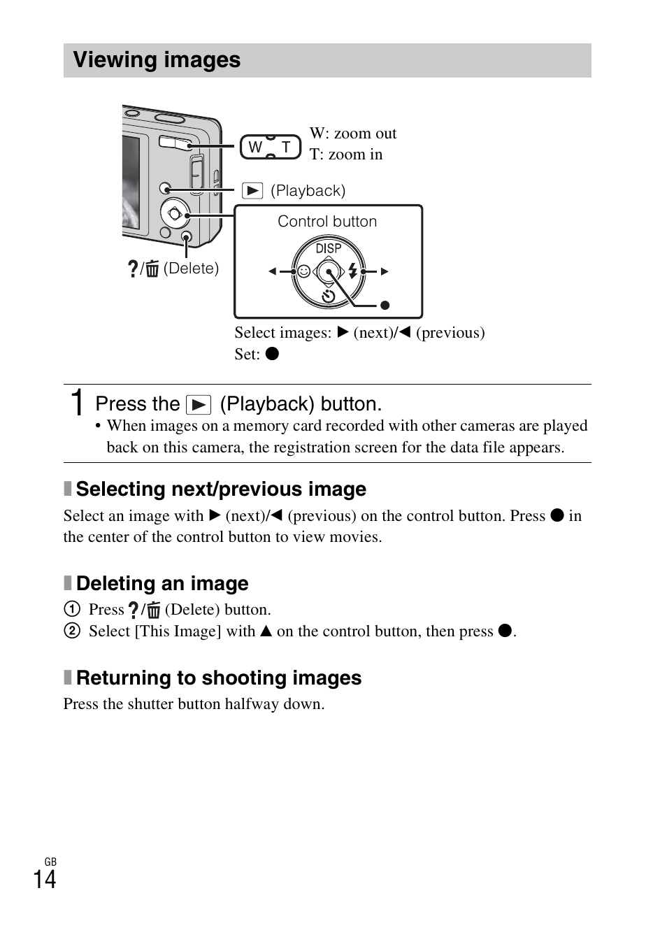 Viewing images | Sony DSC-W560 User Manual | Page 14 / 48