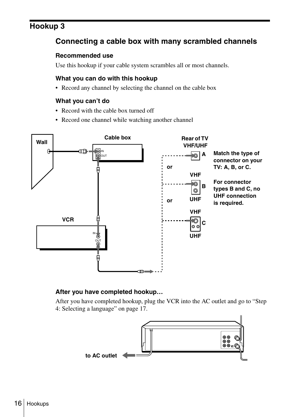 Hookup 3 | Sony SLV-N51 User Manual | Page 16 / 60