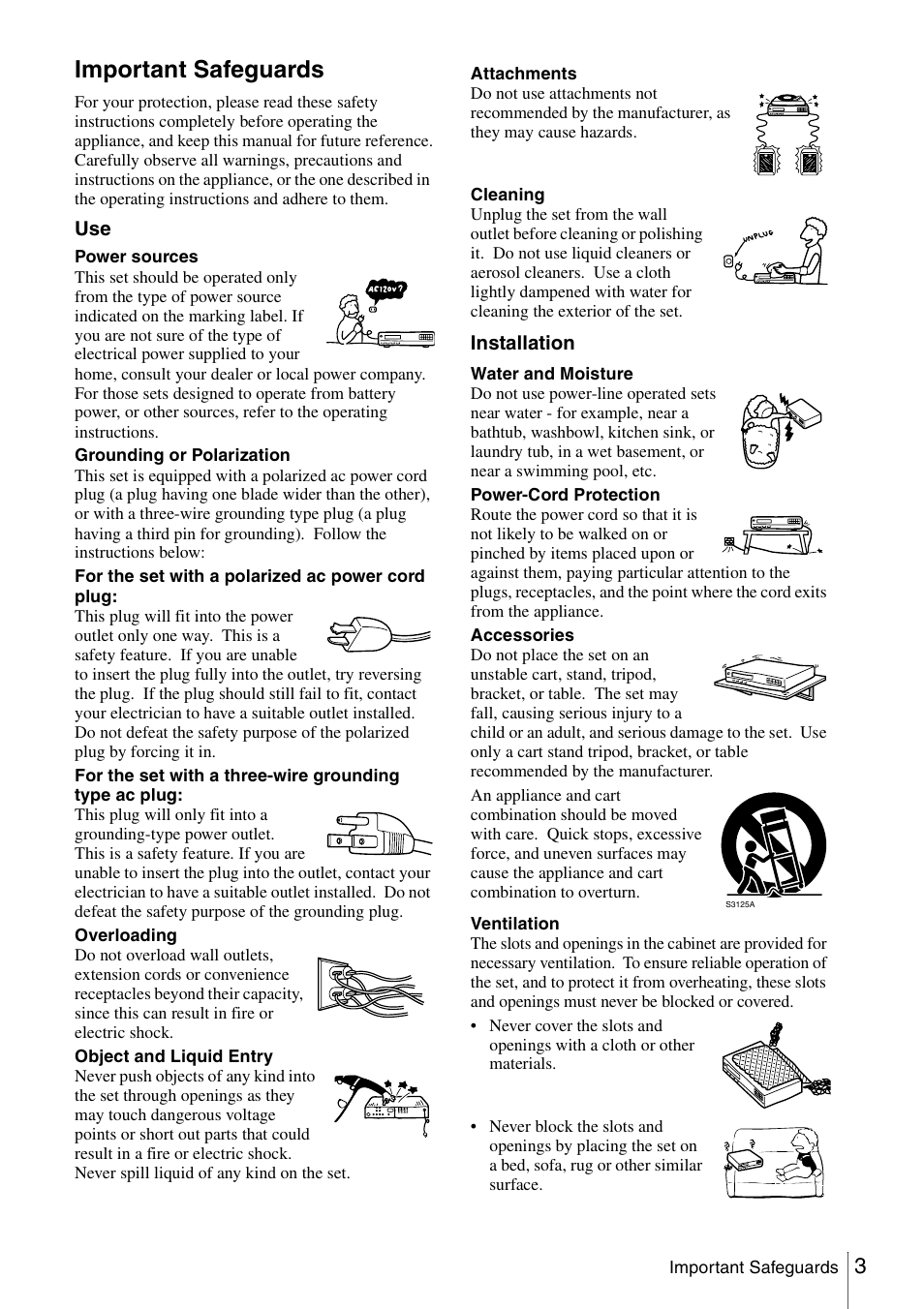 Important safeguards | Sony SLV-N51 User Manual | Page 3 / 60