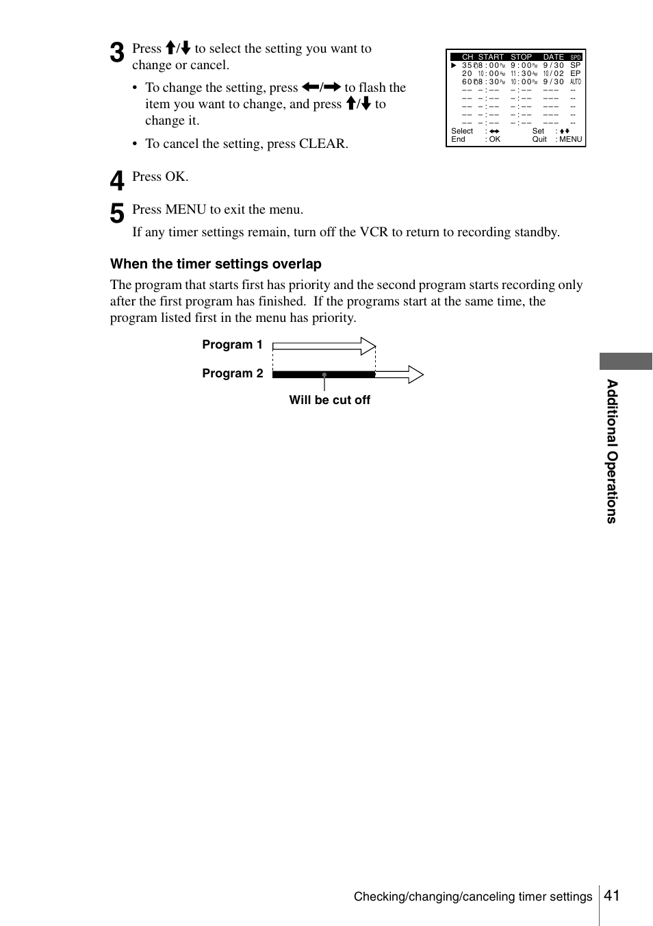 Press ok | Sony SLV-N51 User Manual | Page 41 / 60